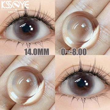 1Pair 0 to -8.00 Degree Colored Contact Lenses for Eyes with Diopters Grey Lenses Fashion Lens Soft Natural Beauty Pupil